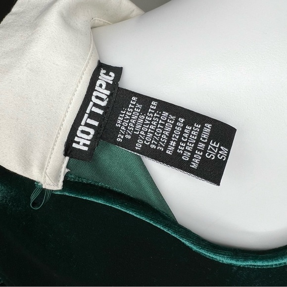 Hot Topic Velvet Green Long Sleeve Dress SM - Picture 8 of 8